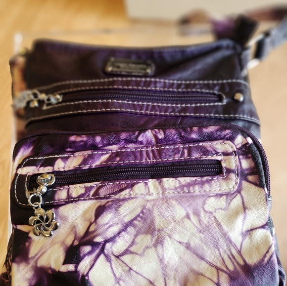 Angel Barcelo Vegan Purple Tie-Dye Crossbody Bag EUC - Picture 12 of 16
